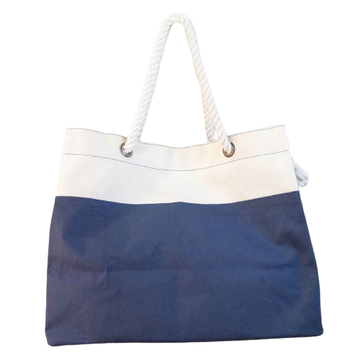 Navy Canvas Tote With Rope Handle