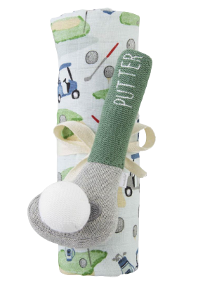 Golf Swaddle and Rattle Set