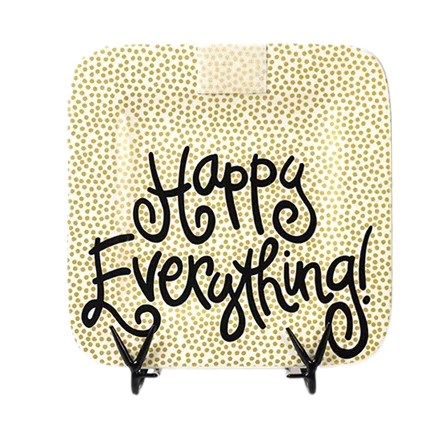 Gold Small Dot Square Happy Everything Mini Platter
