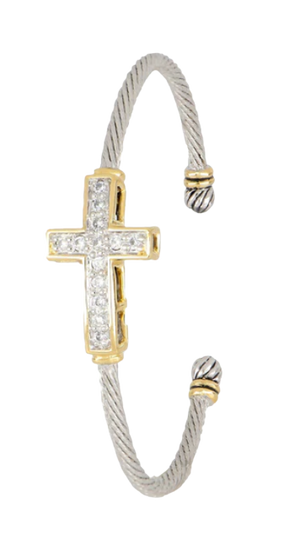 Celebration Petite Pavé Cross Wire Cuff Bracelet