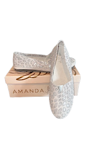 Silver Patterned Leather Flat