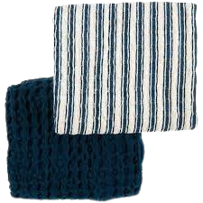 Navy Bistro Waffle Towel Set