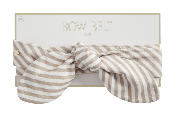 Bow Belt, Taupe Strip, M/L