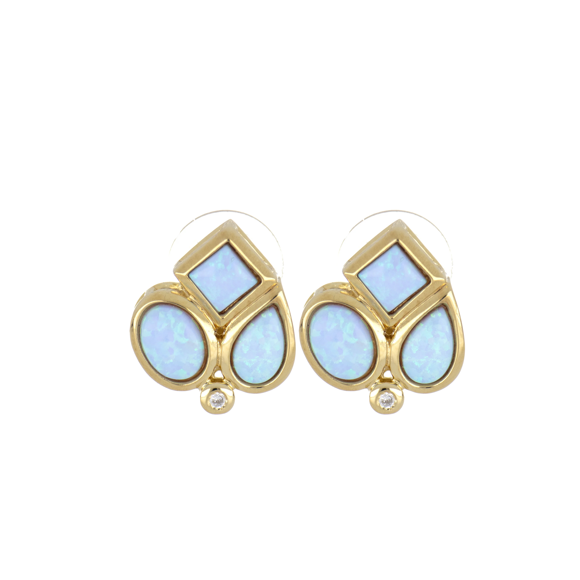 JM Opal 3 Stone Post Earrings