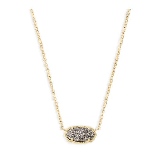 Elisa Necklace: Gold Platinum Drusy