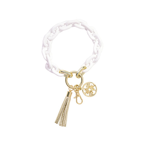 Chain Keychain, Lily Pulitzer, White/Gold