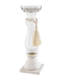 MD Glass Wood Bead Candle Stick