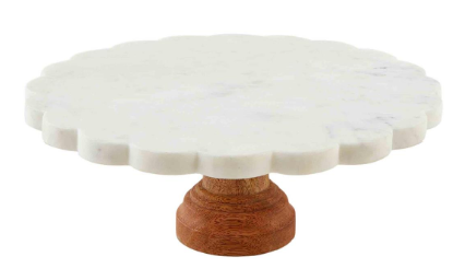 Scalloped Marble Cake Stand