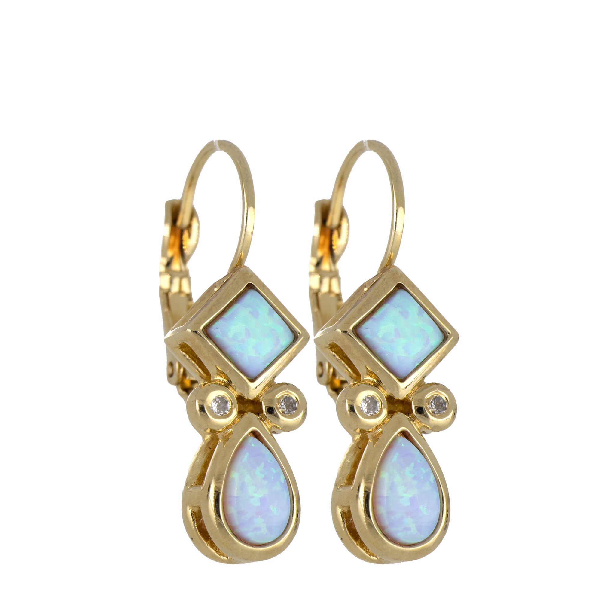 JM Opal French Wire Gold Earrings