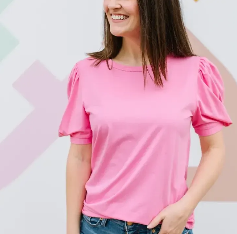 Pink Blakeley Puff Sleeve Shirt