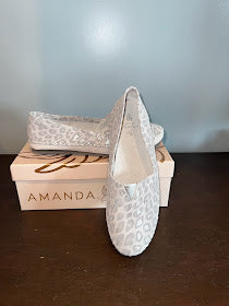 Silver Patterned Leather Flat